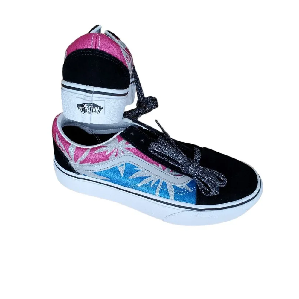 Vans Old Skool womes 6.5/big kids 4.5Y Platform After Dark Summer Leaf/True Whit